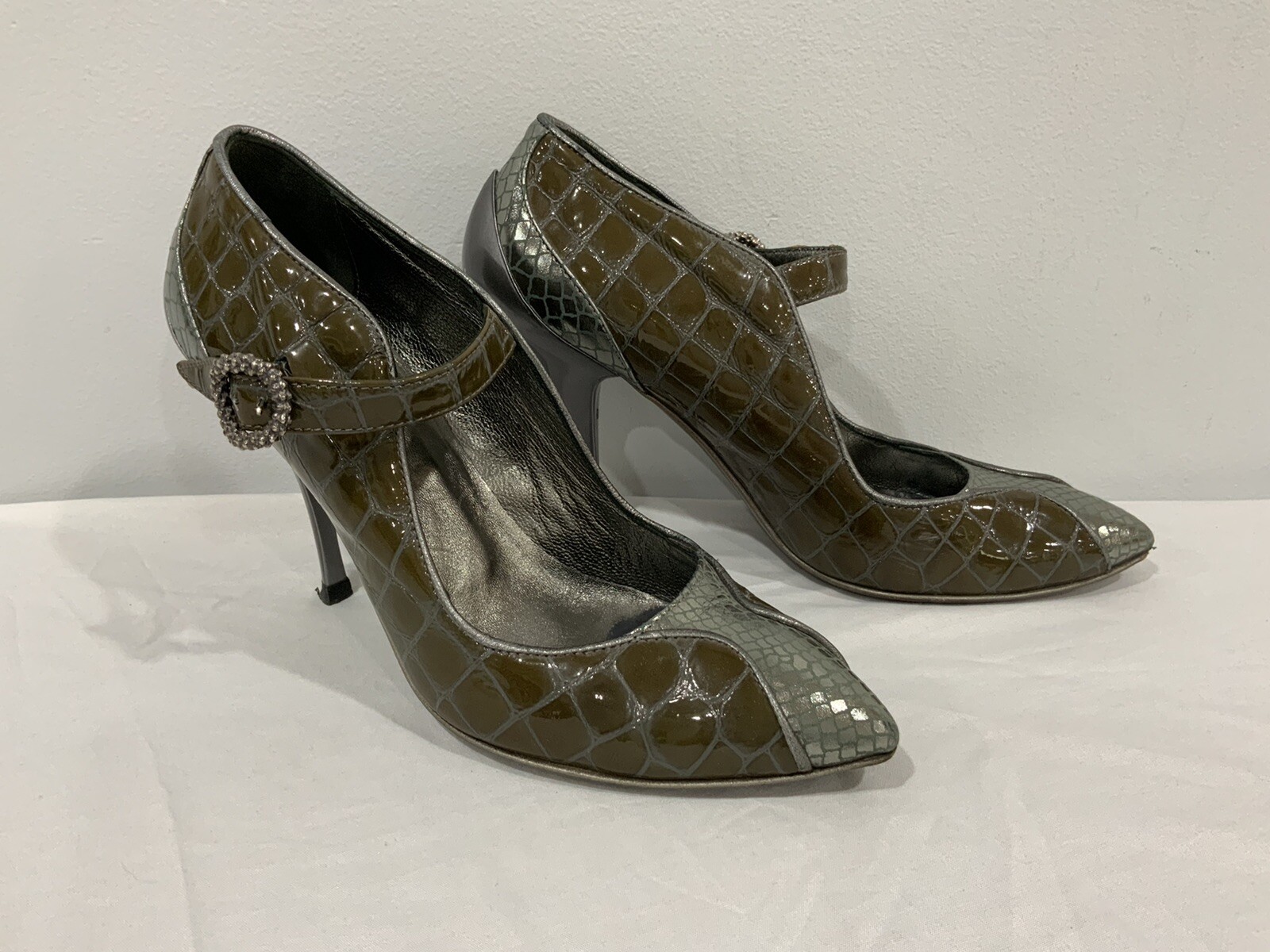 JUST CAVALLI Python Embossed Leather Mary Janes H… - image 2