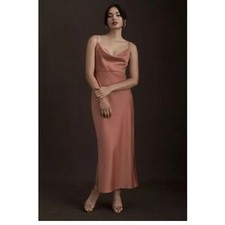 Anthropologie BHDLN Cali Satin Cowl Neck Midi Slip Dress NWT