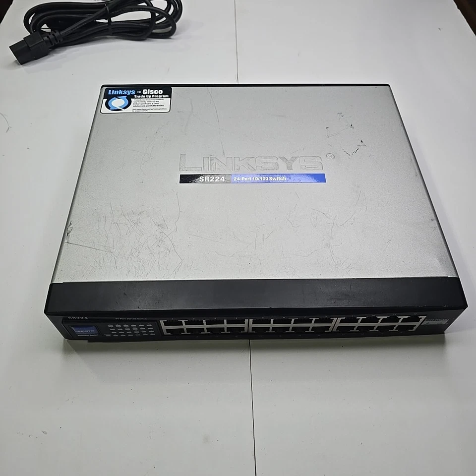 Linksys SR224 24 Port 10/100 Switch w Power & Rack Ears Tested - Image 4 of 4