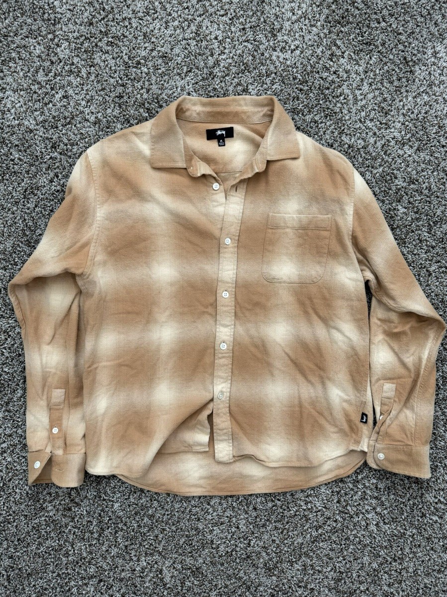 Stussy Bay Plaid Shirt Tan Size M Medium Long Sleeve Stussy Bay Plaid Shirt Tan Size M Medium Long Sleeve