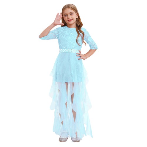 Girls Tulle Dress Sparkle Junior Bridesmaid Wedding Dress Pageant Prom Princess - Picture 34 of 68