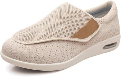 Women's Wide Diabetic Edema Sneakers Easy On and Off Adjustable Strap, Classic