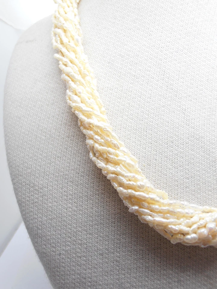 Collana Torchon di Perle d'acqua dolce naturali e Argento 925 - Girocollo - Immagine 2 di 4