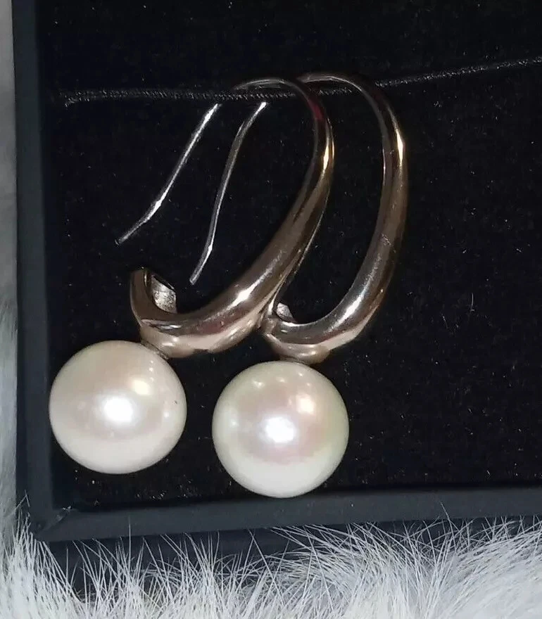 Snow White AAA ORECCHINI con PERLA NATURALE BIANCA 10mm in ARGENTO Sterling 925 - Immagine 4 di 4