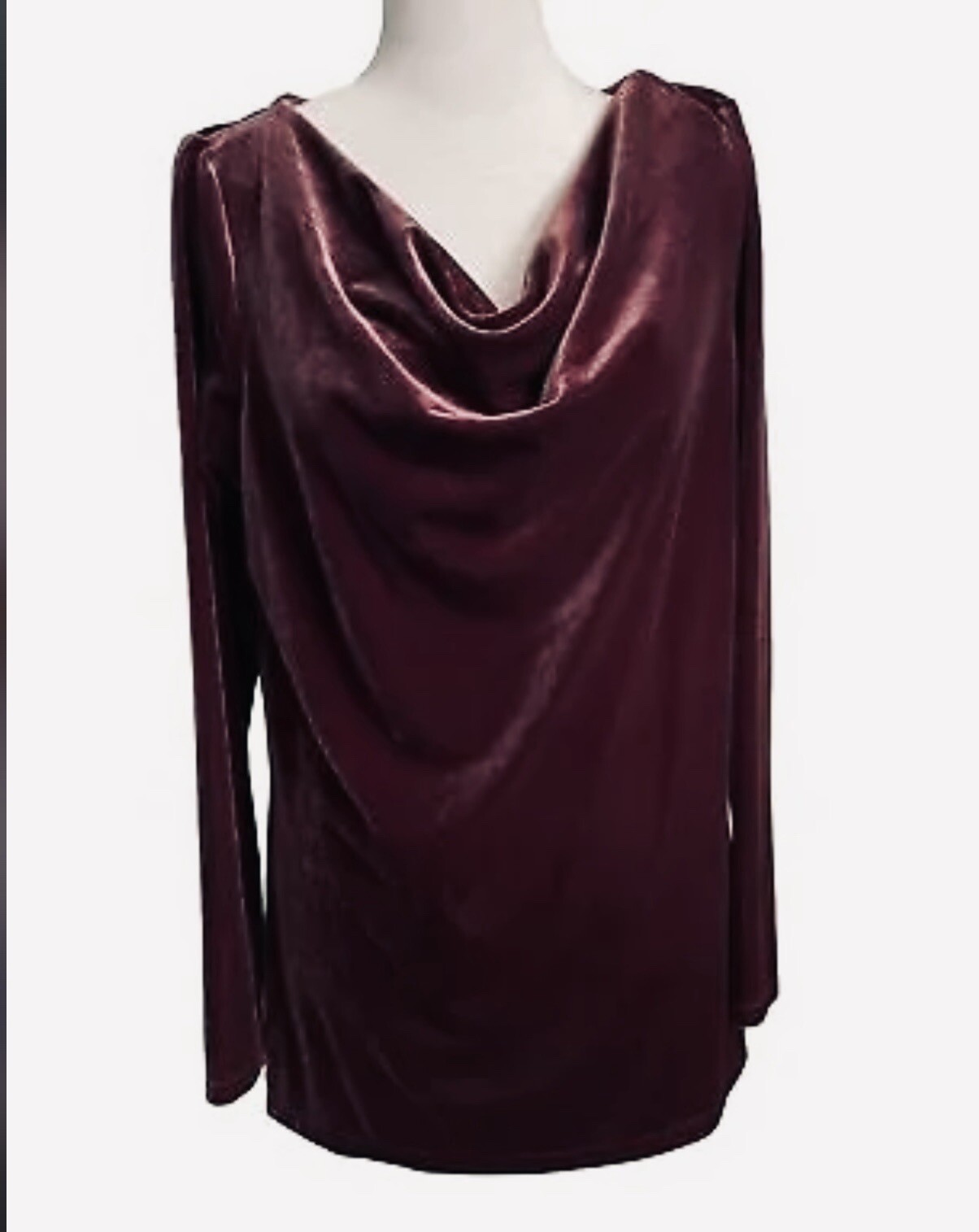 Festive romantic Lands End velvet blouse in Purple Burgundy plum size 10/12