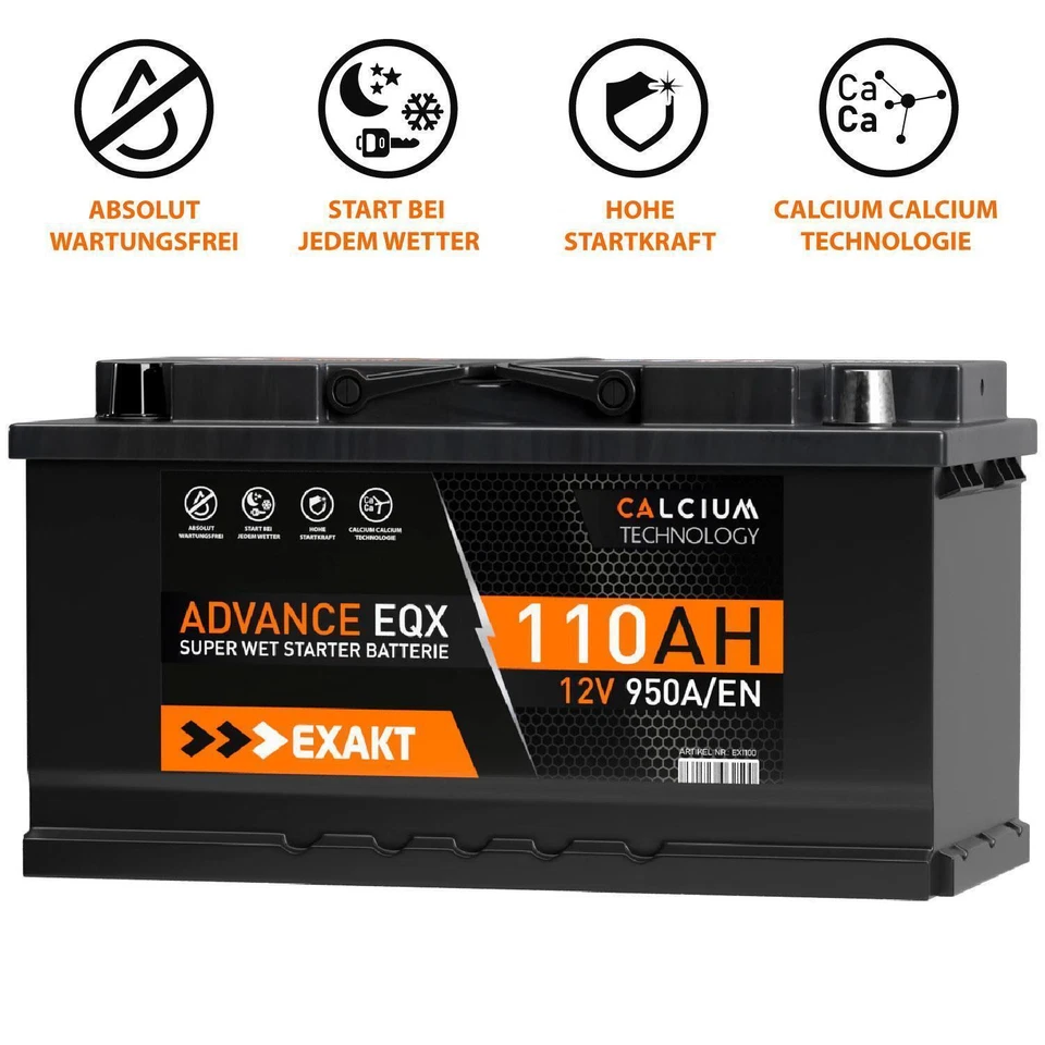 EXAKT Autobatterie 12V 110Ah 950A Starterbatterie statt 88Ah 90Ah 95Ah 100Ah - Bild 2 von 4