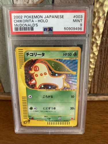 PSA 9 2002 McDonald's Chikorita Holo 003/018 promoción Pokémon japonés - Imagen 1 de 4