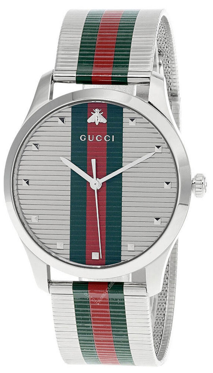 GUCCI G-Timeless 42MM QTZ SS MultiColour SLVR Dial Men's GUCCI G-Timeless 42MM QTZ SS MultiColour SLVR Dial Men's