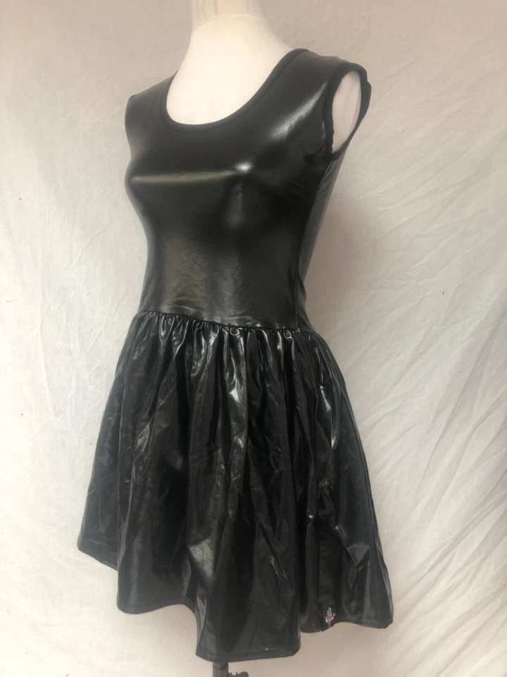 black wet look stretchy dress Y2K S/M - Image 3 of 4
