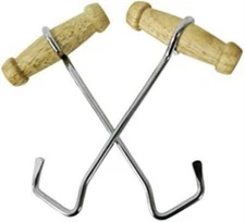 M&F Western 6 1/2" BOOT HOOKS w/ Wood Wooden Handles For easy on cowboy boots