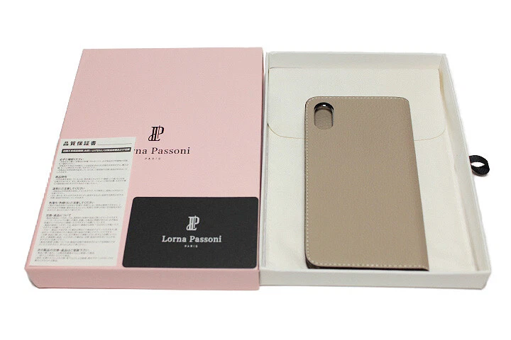 Lorna Passoni German Shrunken Calf Leather Folio Case iPhone X Cover Light Gray