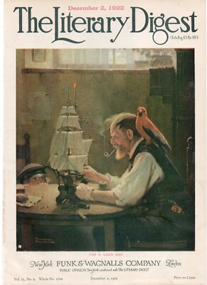 Original 1922 Literary Digest Norman Rockwell Cover '' For a Good Boy '' Parrot