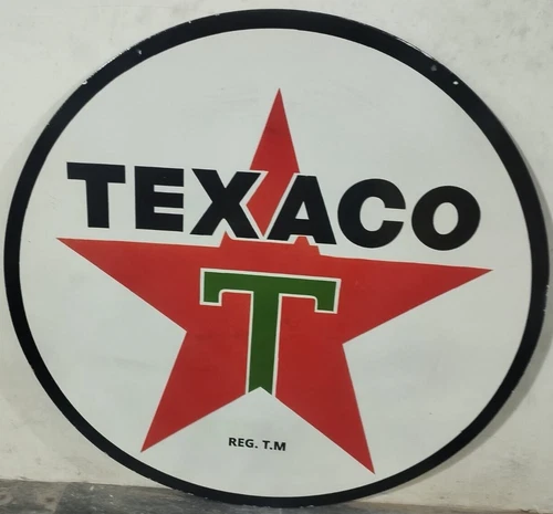 Vintage Double Sided Texaco Gas & Oil Porcelain Enamel Sign 48x48".
