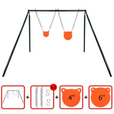Highwild AR500 Steel Shooting Target Stand System (Stand,2 Chain Kits&4"6" Gong)