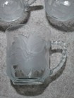 SET OF 7 VINTAGE CLEAR GLASS MUGS WITH RAISED FROSTED FLOWER DESIGN — photo 7