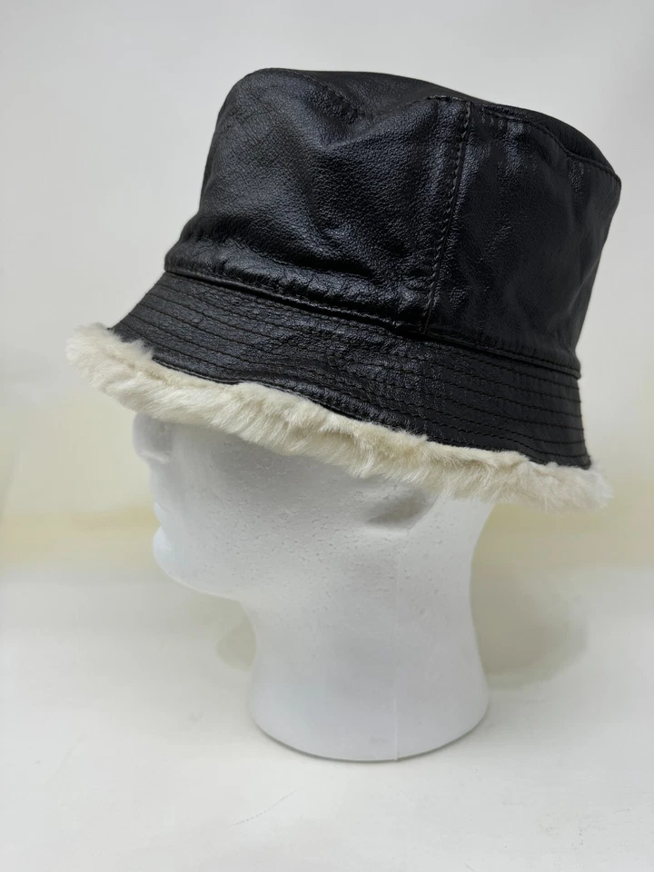 Wilson Máxima Sombrero Cubo Cuero Marrón Mujer Borde de Piel Invierno Talla S/M -COMO NUEVO Foto 3 de 4