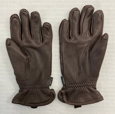 Hestra DEERSKIN Leather Gloves Unisex Brown Isulated Lined Warm