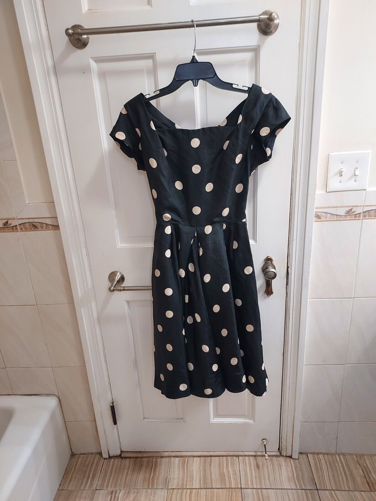 Adele Simpson Black White Polka Dot A Line Dress … - image 2