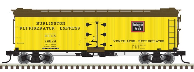 Atlas 3001573 O CB&Q 3-Rail 40' Rebuilt Wood Refrigerator Car #74874/ ...