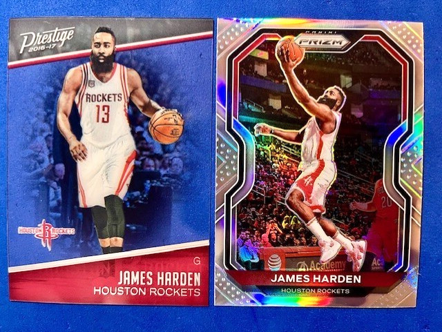 James Harden 2016-17 Prestige Acetate & 2020-21 Prizm Silver Prizm - Rockets