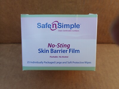 Safe n Simple No-Sting Skin Barrier Film 25 individually packaged wipes