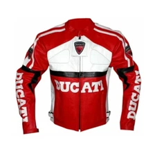 DUCATI Motorcycle Jacket Corse Motorbike Racing Sport Cowhide Leather Jacket