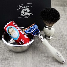 4 Piece Classic Shaving Set - Pure Black Badger 5 Edge Razor Men Shaving Kit