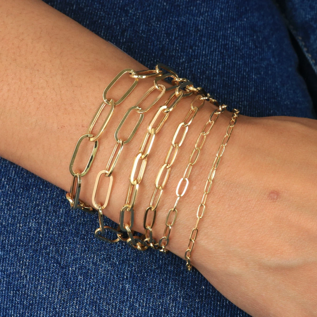 14K Gold Rolo Link Paperclip Bracelet