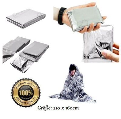 10x Rettungsdecke, Rettungsfolie 160x210cm Silber, Notfalldecke Erste Hilfe