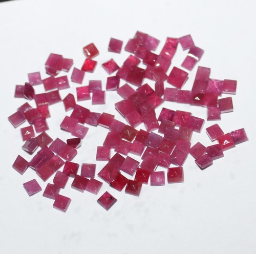 3 MM 50 pcs Natural Red Ruby square faceted gemstone,precious red ruby square - Picture 4 of 4