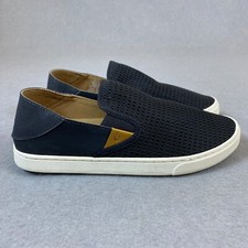 Olukai Pehuea Sneaker Black Slip On Comfort Drop Heel Shoes - Women's Size US 9