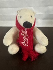 2021 Coca Cola Small Polar Bear Red Scarf Plush Toy 4 Collectible