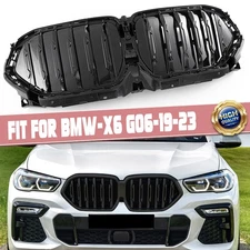 Gloss Black Front Radiator Grille Active Air Shutter For BMW X6 G06 2019-2022