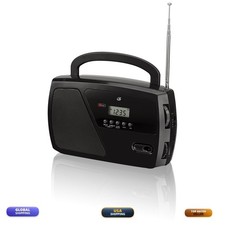 GPX R633B Portable Shortwave AM/FM Clock Radio - Black
