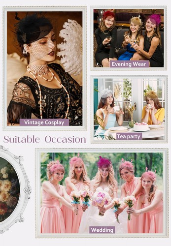 2025 Kentucky Fascinators Derby Hüte für Damen 20er 50er Vogelkäfig Schleier Feder... - Bild 7 von 8
