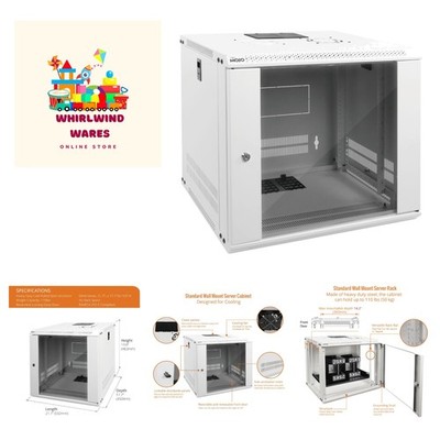 9U Wall Mount Rack Network Cabinet for 19'' IT Equipment,with Lockable Glass D...