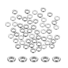 uxcell 100 Pcs Stainless Steel Spacer Beads, 3.5mm Flat Round Beads Metal Hei...