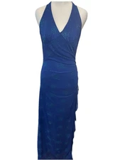 City Triangles Blue Sparkly Glitter Dress Girls Junior Size Medium Y2K Prom NYE