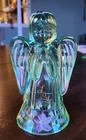 Fenton Glass Hand Painted Love & Flowers Willow Green Carnival Heavenly Angel
