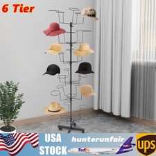 6-Tier Hats Display Rack Rotating Retail Hat Rack Stand Adjustable Hat Headwear