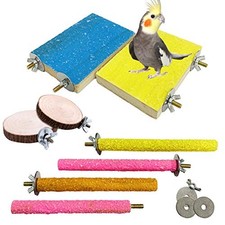 8 PCS Bird Perch Stand Toy Wood Parrot Paw Grinding Stick Perch Stand Style B