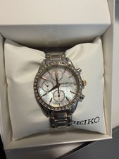 Seiko Womens SNDY18 Quartz Two-Tone Chronograph Wristwatch MSRP $335