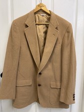 Vintage Barrister 100 Camel Hair Blazer Men's 44R Tan Sport Coat Union Made USA
