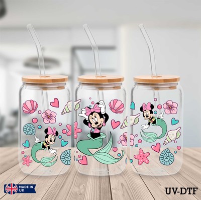 Minnie Mouse UV DTF Aufkleber - 16oz Libbey Dose Glasfolie yd366
