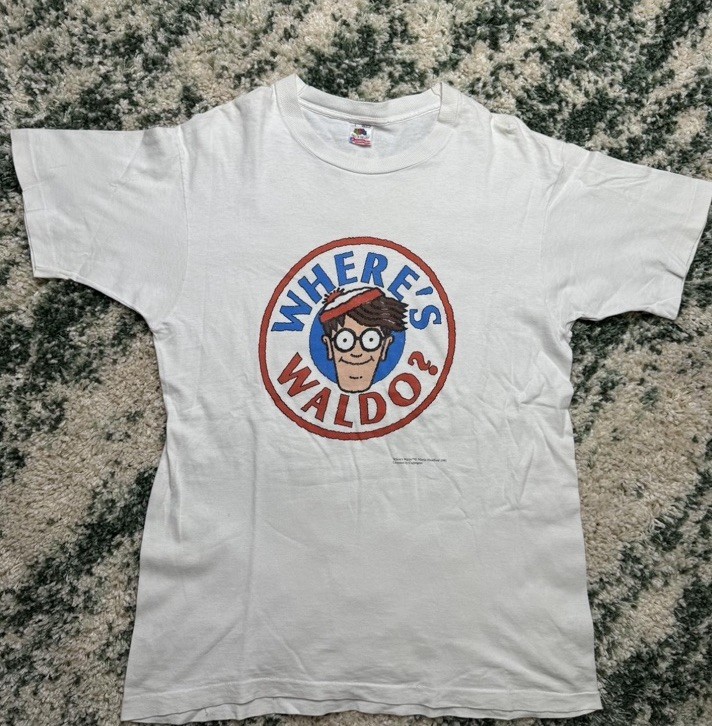 Vintage 90s Where’s Waldo Single Stitch Cartoon Comic Book Rare Graphic T-Shirt 