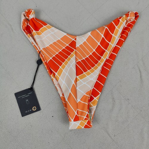 Skatie Suzanne Swim Bottoms Womens XL NWT Orange Wave Print Bikini Made in Cali - Picture 6 of 6