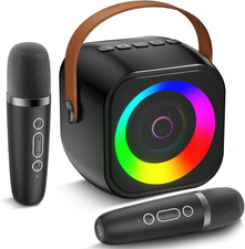 Mini Karaoke Machine for Kids, Toddler Portable Bluetooth Speaker with 2 Wireles