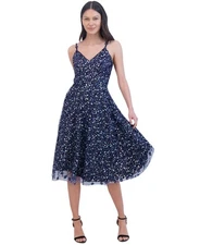 Eliza J Women's Floral Sequin Sleeveless Fit & Flare Dress 5106 Size 6