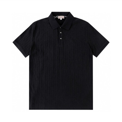 Dior Men's Black Solid Short Sleeve Collared Button Polo Shirt Size M