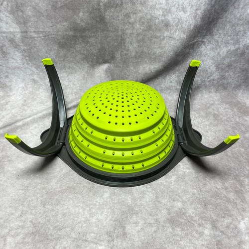 Collapsible Silicone Colander Washing Basket Strainer Green Gray Chefn - Picture 7 of 12